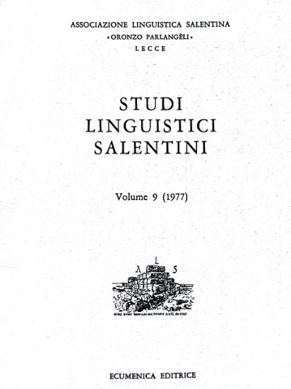 Immagine di Studi linguistici salentini - volume 9 (1977)